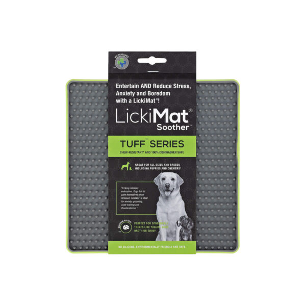 LickiMat Tuff Soother Green slow feeder dog bowl lick mat